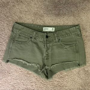 Abercrombie & Fitch Olive Cut Off Jean Shorts